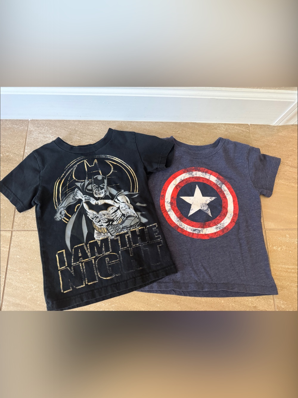 Batman & Captain America: 2 Kids Tees - Black & Navy